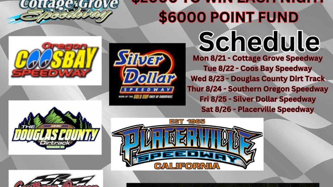 WESTERN SPRINT TOUR SPEEDWEEK SOUTH KICKS OFF MONDAY, AUGUST 21ST!!
