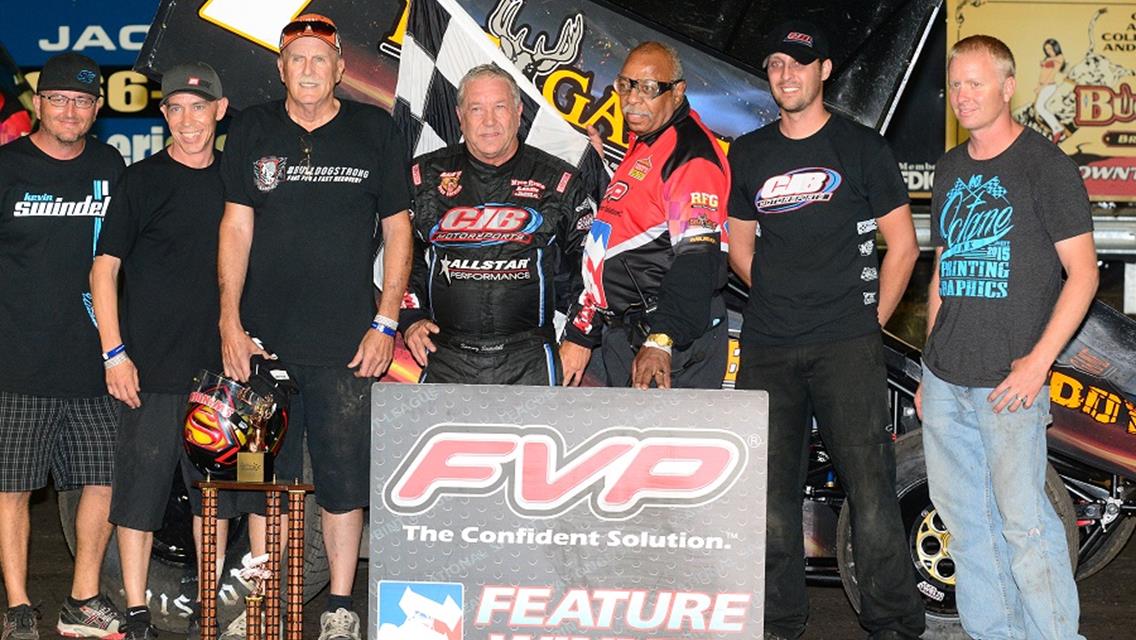 Sammy Swindell in Victory Lane Friday night at the Jackson Nationals (Doug Johnson Photo)