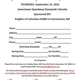 50th Annual Jamestown Stampede Calcutta - Thursday, September 23rd