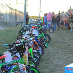 Nearly 100 Bikes Given away at Ogilvie Raceway&#39;s Kids Night!