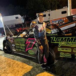 Jesse Glenz parks Late Model in victory lane at Grand Rapids