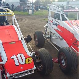 The #10C and #10B MWR Lightning Chassis with Chevy Ecotech Power by MWR ready to roll at Farmer City Raceway