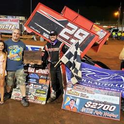 Kyle Amerson raced to his career-first USCS Outlaw Thunder Tour win in Helton Memorial at Dixie speedway on Saturday