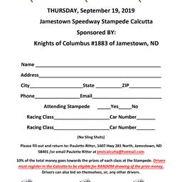 48th Annual Jamestown Stock Car Stampede Calcutta - September 19th