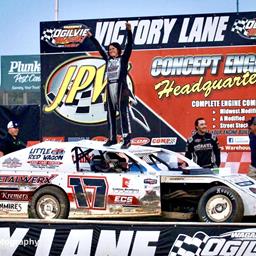 The Crowd Cheered in Unison as Ashley Mehrwerth Topped the Midwest Modified Competition, and Earned her 1st Ogilvie Raceway Feature Win.