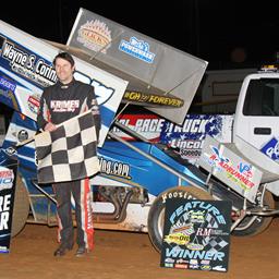 ALAN KRIMES BACK IN VICTORY LANE ; Troy Wagaman Wins 358 Season Opener