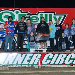Tyler Davis back to winning ways.  Conkwright and Dale visit victory lane during Kansas Honor Flight Night.