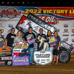 Crawley, Clouser earn feature wins as 12th annual Hockett-McMillin Memorial opens at Lucas Oil Speedway