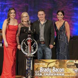 Brady Bacon receives a custom Potter Metal Art trophy for the Bubby Jones Master of Going Faster title