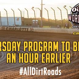Day one of the World of Outlaws World Finals moved up an hour earlier to avoid potential weather