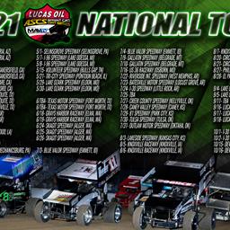 61 Events Line 2021 Lucas Oil American Sprint Car Series National Tour
