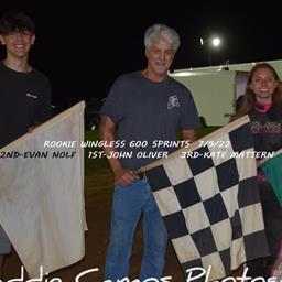 7/9/22 Rookie Wingless 600s Results