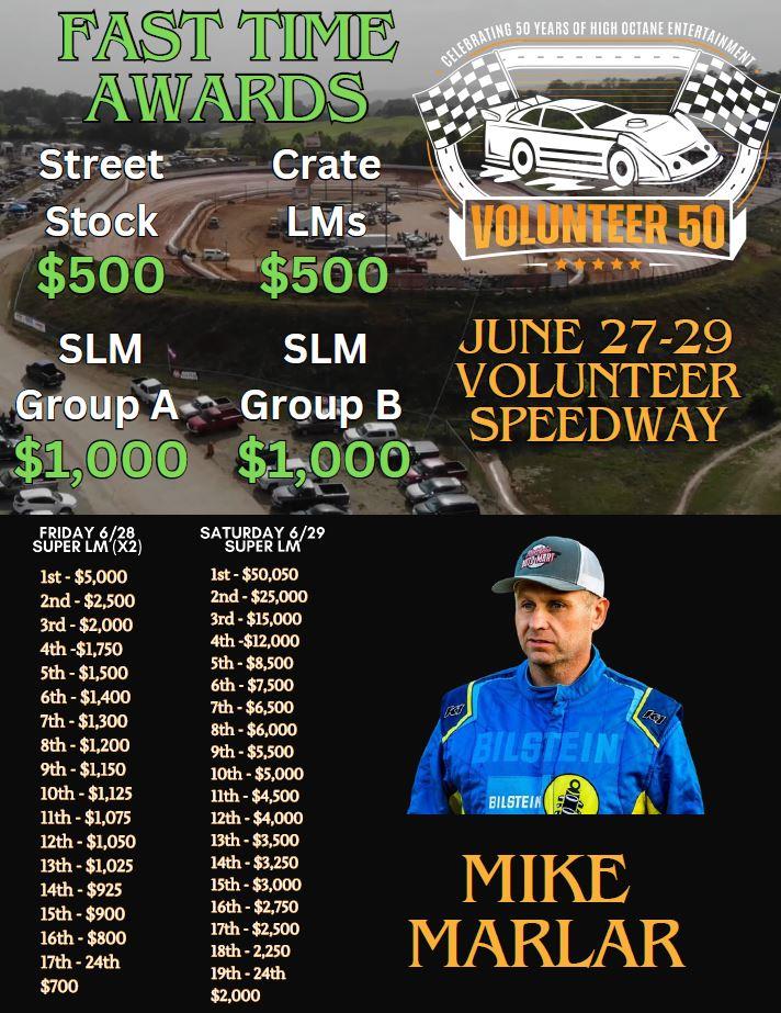 Mike Marlar to Enter Volunteer 50 on June 27-29
