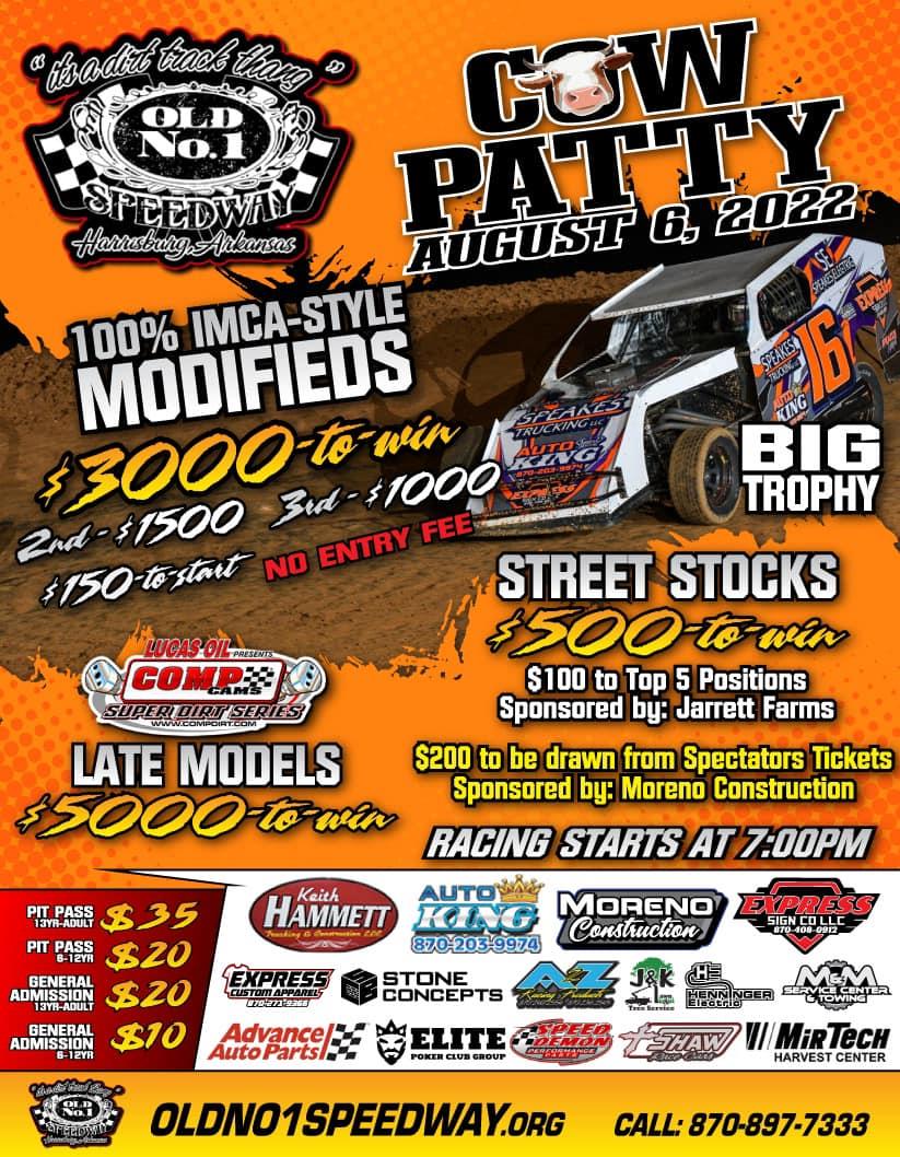 Cow Patty Set for this Saturday at Old No. 1 Speedway