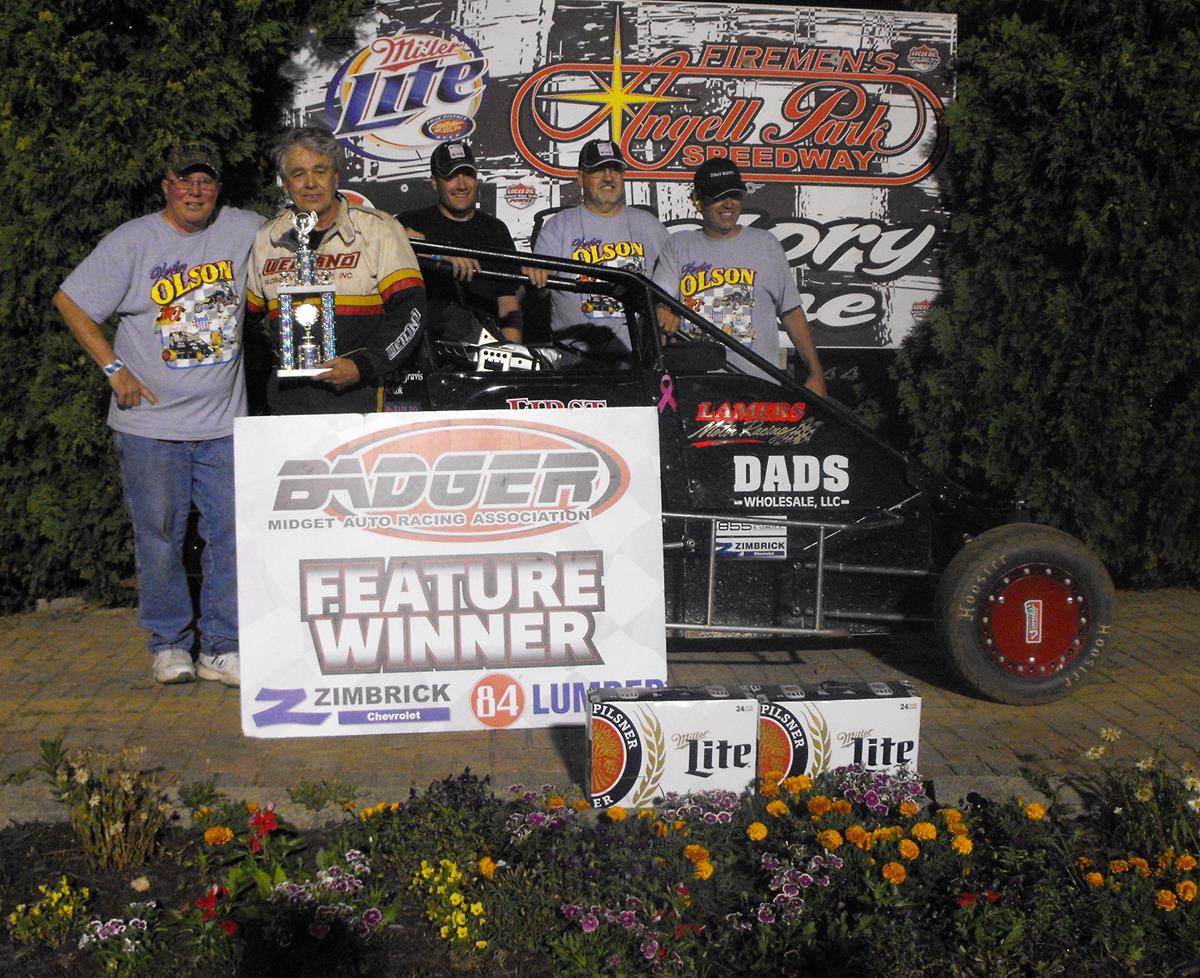 "Olson edges Hatton by one-car length for Angell Park victory" "First win at APS for Olson in twenty-one years!”