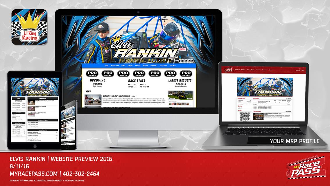 MyRacePass Builds Pro Platinum Package for Elvis Rankin