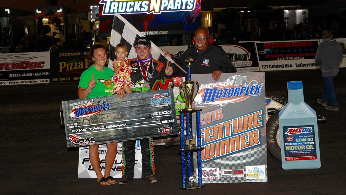Bacon Sizzles in AMSOIL USAC Sprint Cars Feature at Jackson Motorplex