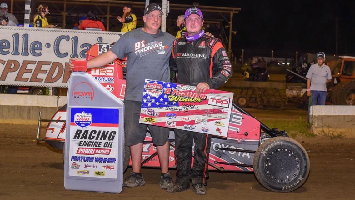 THOMAS TAMES BELLE-CLAIR FOR 13TH NATIONAL MIDGET WIN