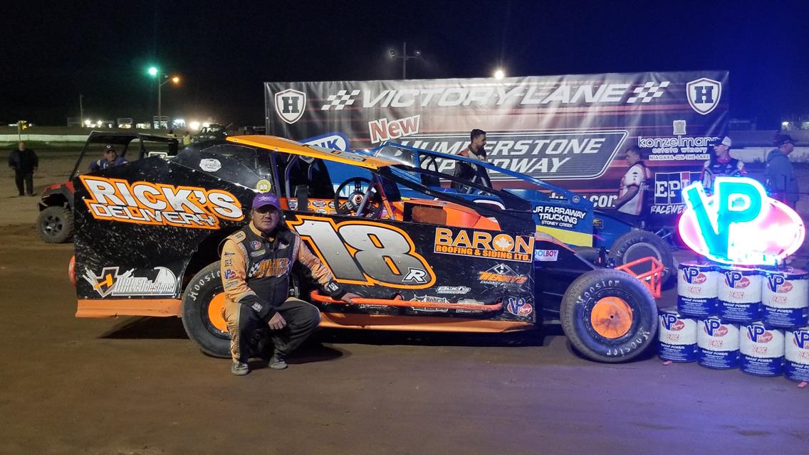 CODY MCPHERSON DRIVES TO THRILLING FEATURE VICTORY IN PETE COSCO MEMORIAL AT HUMBERSTONE SPEEDWAY ON SUNDAY NIGHT