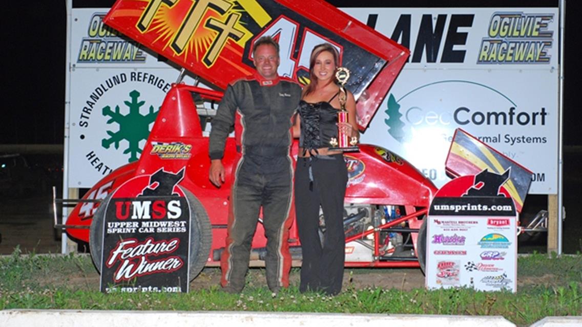 Tony Norem in Victory Lane at Ogilvie Raceway June 16.