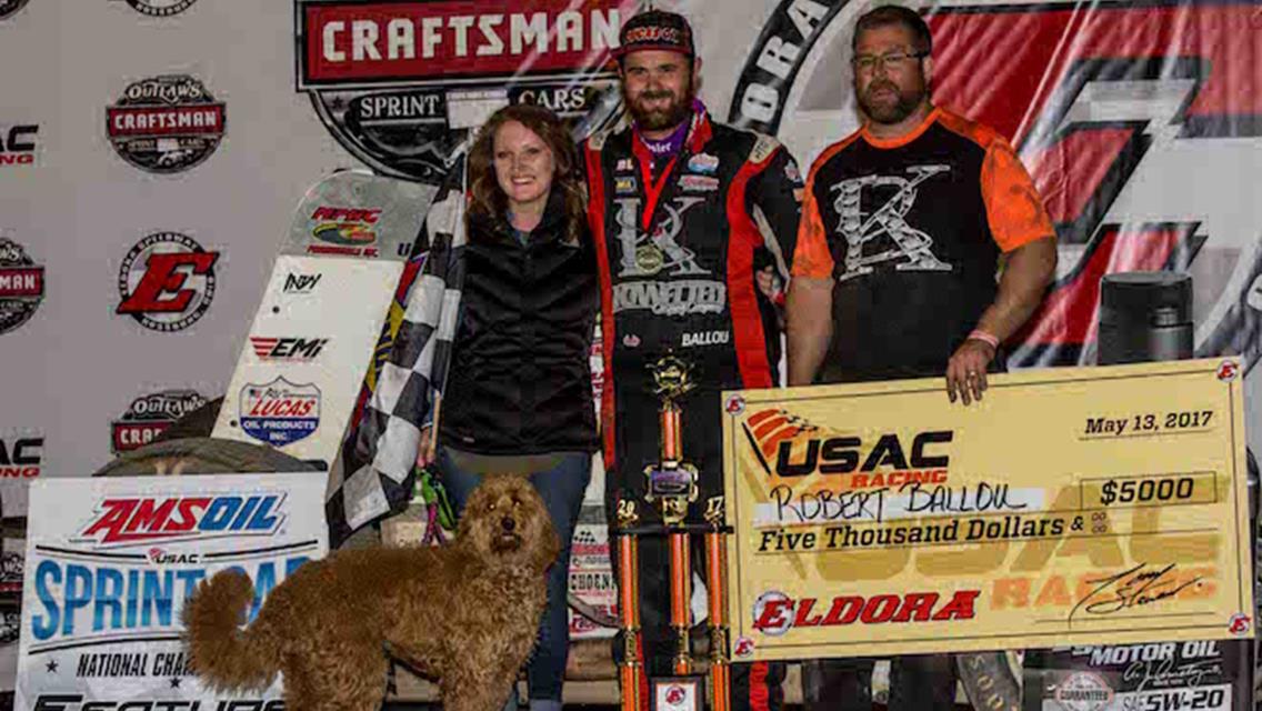 Ballou overcomes serious injuries for Eldora win