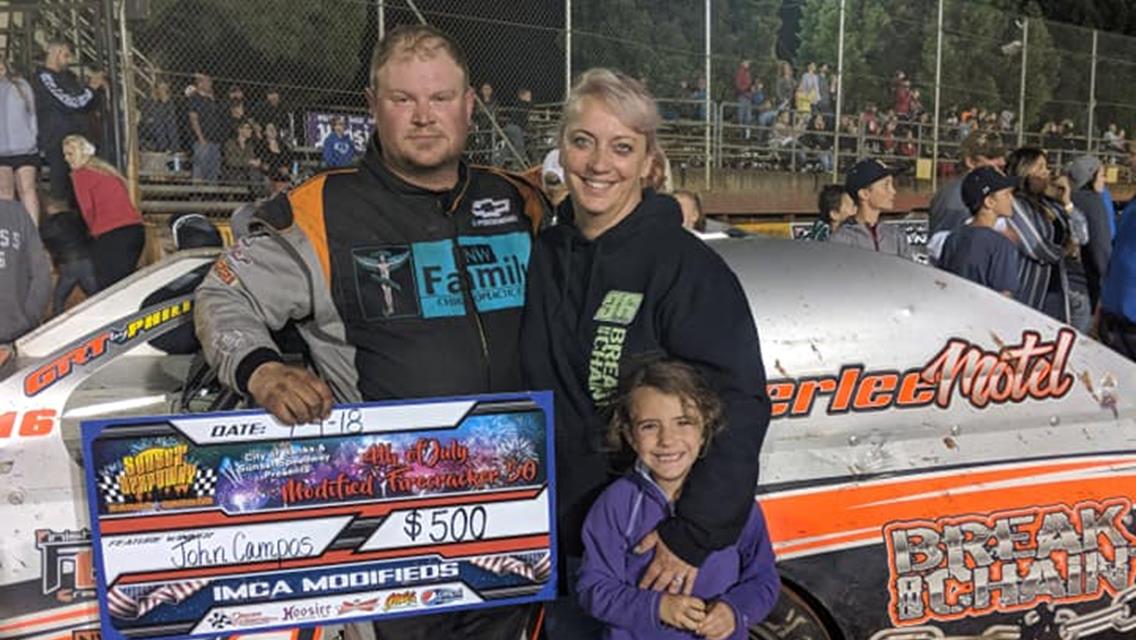 John Campos Wins Firecracker 50 At Sunset Speedway Park; Case, Dees, And Conroy Also Get Independence Day Wins