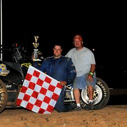 Rob Caho Jr. in Victory Lane following his Traditional 30 win at St. Croix Valley Raceway on June 8.
