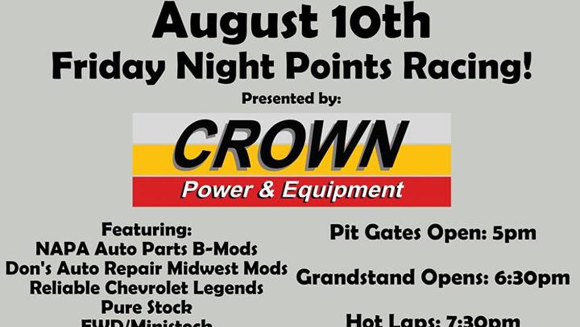 Crown Power &amp; Equipment Points Racing August 10th